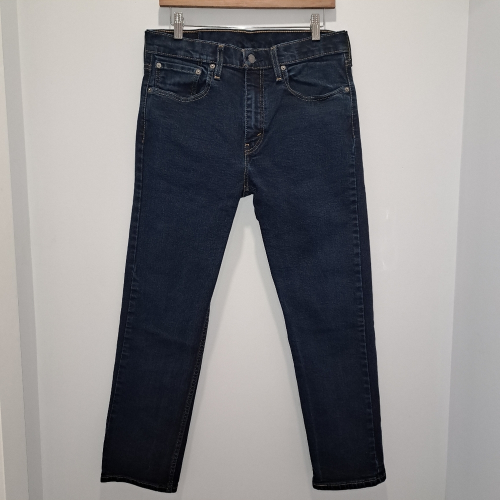 Levi's 502 Classic Dark Wash Taper Fit Urban Minimalist Jeans Mens 33x30